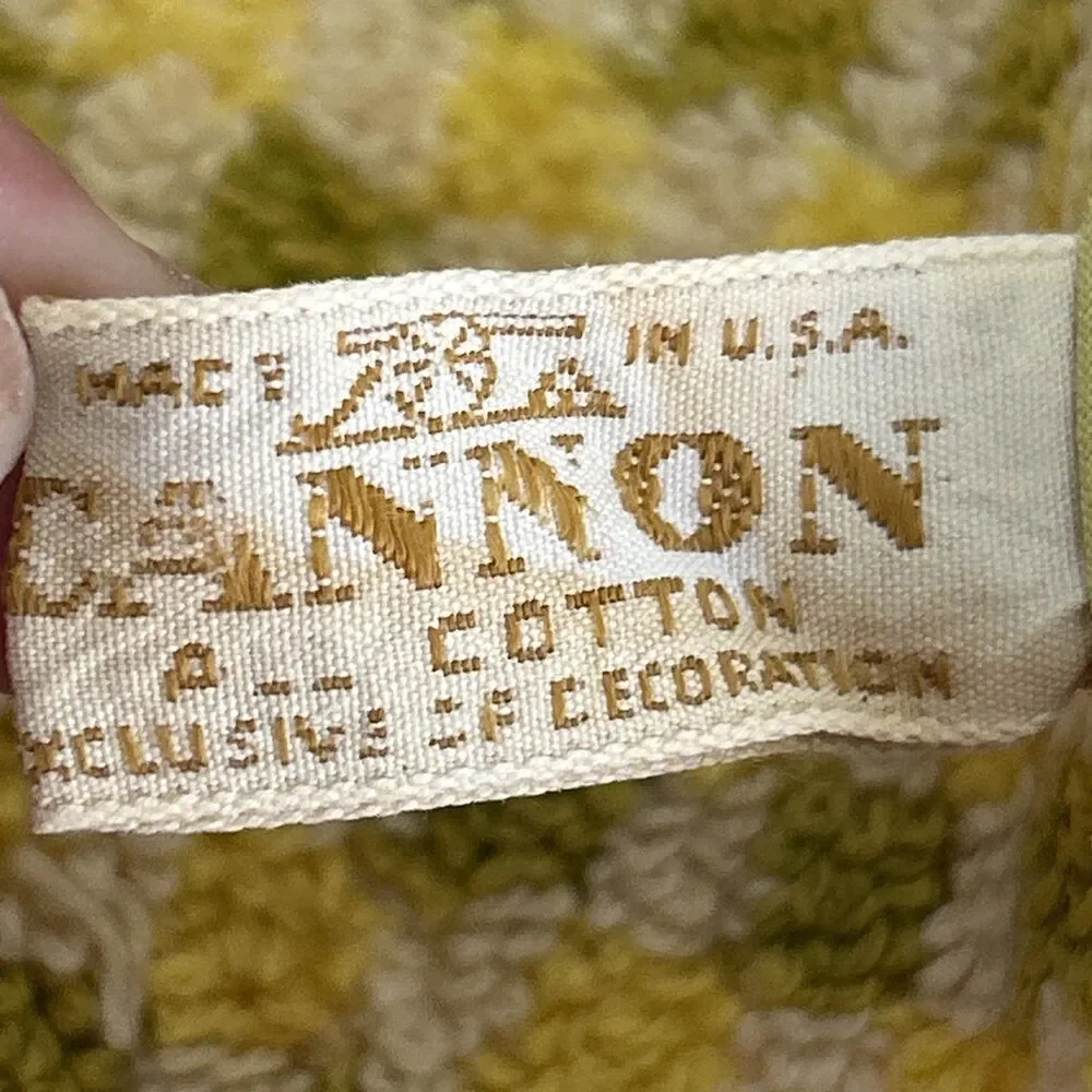 Vintage Cannon USA Cotton Terry Potholders Mustard Checkered 1970’s Distressed
